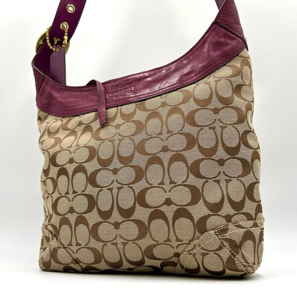 COACH コーチ ショルダーバッグ 斜め掛け 肩掛け ブリーカー シグネチャー キャンバス レザー 紫 パープル 12365