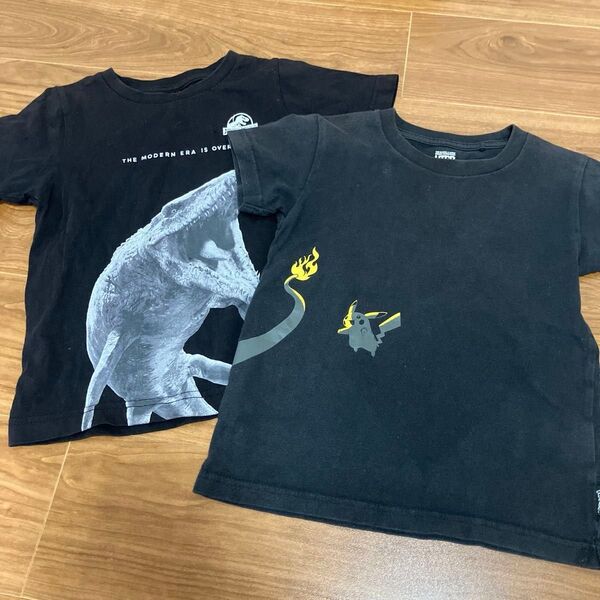 Tシャツ ユニクロ ポケモン gu ジェラシックワールド 110 黒 半袖