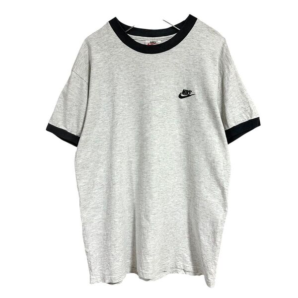 90s 00s 古着 "NIKE" 白タグ ロゴ 刺繍 リンガーTシャツ