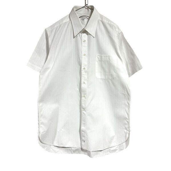古着 "GIVENCHY" ホワイト ストライプ オーダーシャツ 半袖
