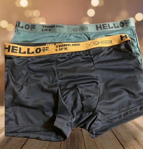 【2枚セット】ボクサーパンツ メンズ おしゃれ HELLO THINKING LIFE ロゴ入り 下着 インナー 吸汗速乾 M
