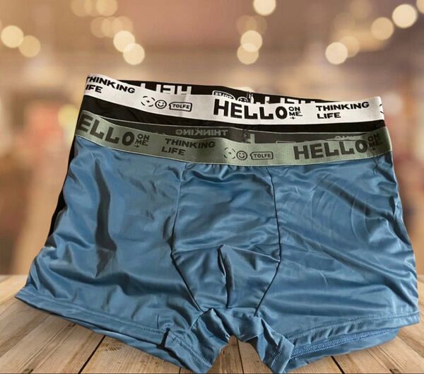 【2枚セット】ボクサーパンツ メンズ おしゃれ HELLO THINKING LIFE ロゴ入り 下着 インナー 吸汗速乾 M