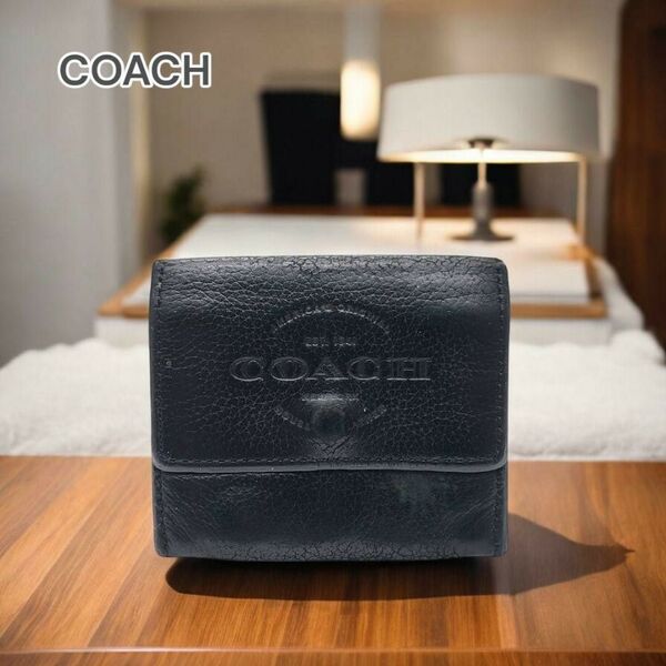 COACH コーチ カードケース 本革 二つ折り ブラック912566