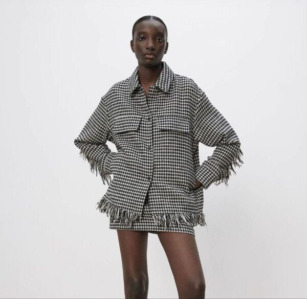 ZARA 千鳥格子柄シャツジャケット