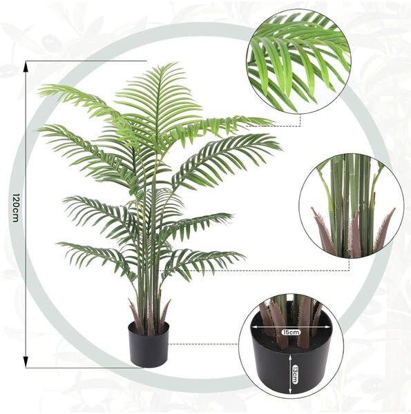 高さ約120cm 人工観葉植物 フェイクグリーン アレカヤシ 光触媒 人工観葉樹