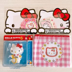 HappyくじHELLO KITTY 50th~ハッピーアニバーサリー★~ A賞3フィギュア D賞フラットポーチ G賞ステッカー