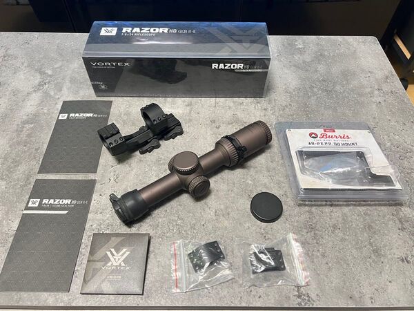 美品 実物VORTEX RAZOR HD GENII-E1-6x24 スコープ+実物レバー,キャップ,BurrisP.E.P.R