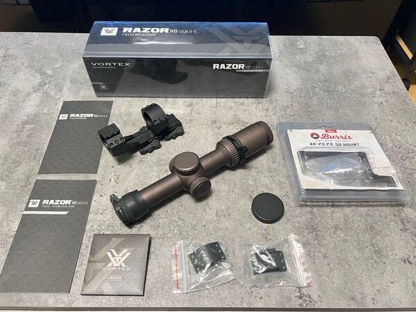 美品 実物VORTEX RAZOR HD GENII-E1-6x24 スコープ+実物レバー,キャップ,BurrisP.E.P.R