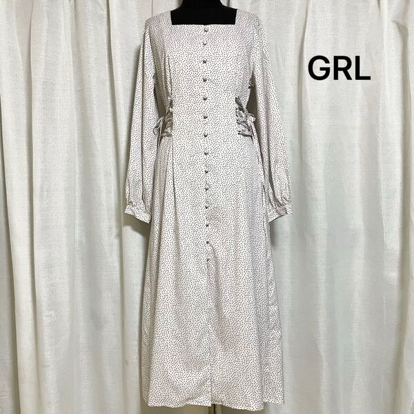 GRL ロングワンピース スモールドット柄
