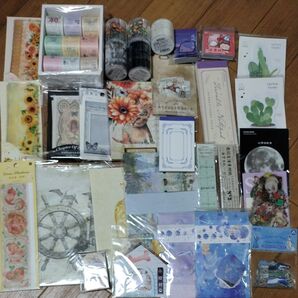 最終お値下げ まとめ売り ほぼ未使用 コラージュ素材 マステ 紙もの シール等 ゆうパケットプラスに一杯