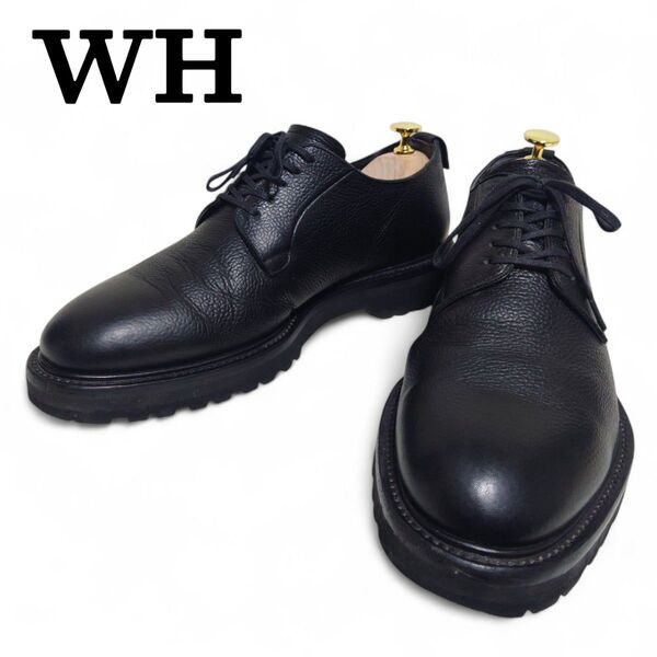 【即日発送/送料無料/価格の相談OK!!】 WH ダブルエイチ 外羽根 プレーントゥシューズ Vibram ブラック 9 黒