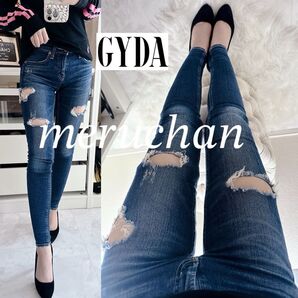 【美品】GYDA LEFT SIDE BROKENスキニーデニムパンツ 着画 moussy SLY