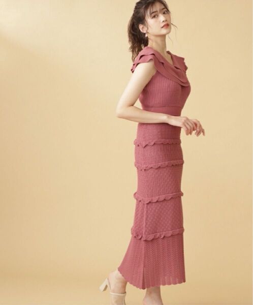 JILL by JILL STUART ミックスパターンクロシェニットワンピース