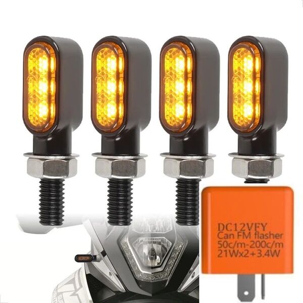 車検対応 小型 極小 バイク LED ミニ ウインカー アンバー ホンダ ヤマハ スズキ カワサキ ハーレー リレー付 4個