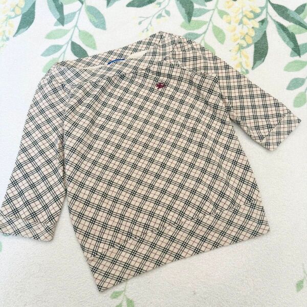 美品 バーバリー ブルーレーベル ノバチェック 七分袖 カットソー 日本製 M ブラウス トップス BURBERRY ホースロゴ