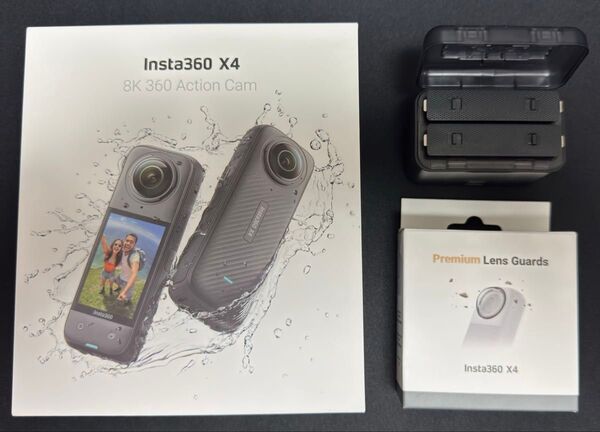 Insta360 X4 8Kアクションカメラ、プレミアムレンズガード、互換バッテリー2個、互換バッテリー充電器