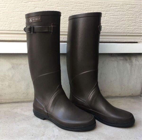 レインブーツ 長靴 エーグル ブラウン レインシューズ ロングブーツ AIGLE