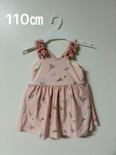 女の子 ワンピース水着 110cm ピンク スイーツ柄