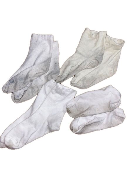 白ソックス ハイソックス 靴下 無地 JK 中古