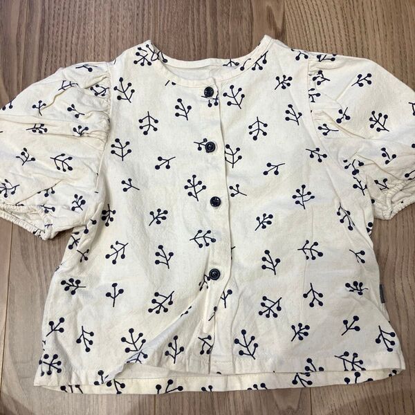 花柄トップス 袖ぽわん バルーン 韓国ベビー服 韓国子ども服 韓国子供服 ブラウス シャツ 半袖