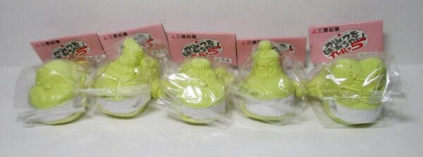 レトロ 三菱鉛筆 かみつきばあちゃんイレバァ5消しゴム 5種セット 未開封 非売品 イエロー