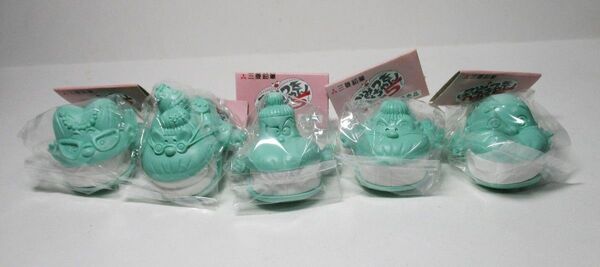 レトロ三菱鉛筆 かみつきばあちゃんイレバァ5消しゴム5種セット未開封非売品グリーン