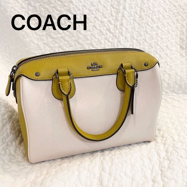 coach 外見美品★希少 黄緑 ボストンバッグ ショルダーストラップ無し
