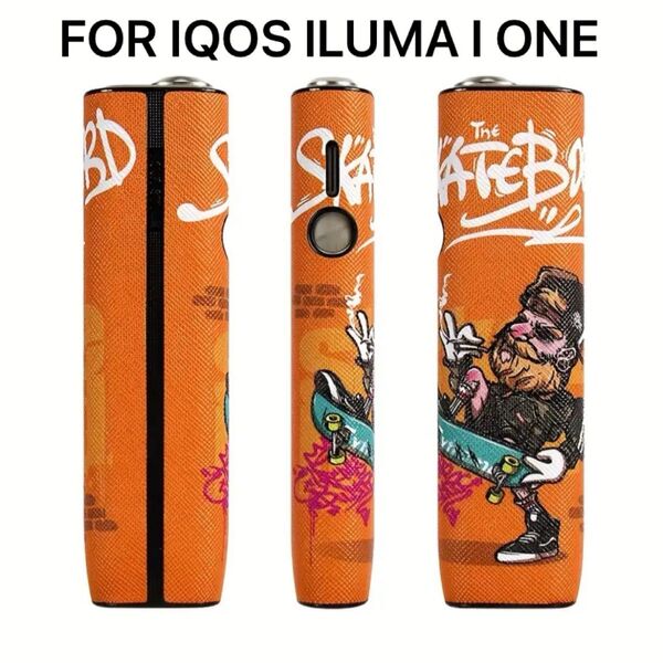 IQOS アイコス イルマワン ILUMA ONE ケース フェイクレザー カバー ボーダーデザイン オレンジ系 衝撃吸収 傷防止