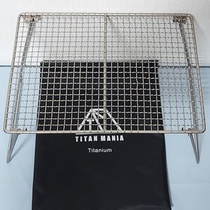 (未使用)TITAN MANIA Titaniumチタン製 BBQグリル網 脚つき 収納袋 キャンプ