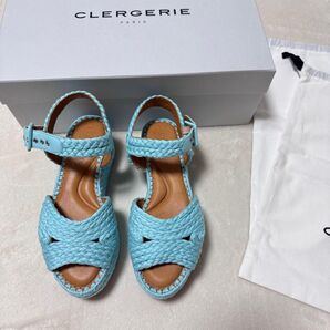 【新品】CLERGERIE クレジュリー 編み込みプラットフォームサンダル アクアブルー 35(約22.5cm)