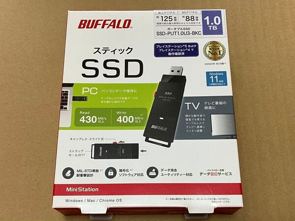 BUFFALO スティックタイプ 1TB ポータブルSSD USB USBメモリー型 Type-A 録画用