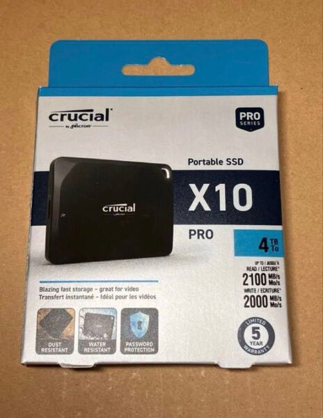 Crucial 4TB ポータブルSSD 2100MB/s Type-C マットブルー 外付けSSD USB 3.2 Gen2x2
