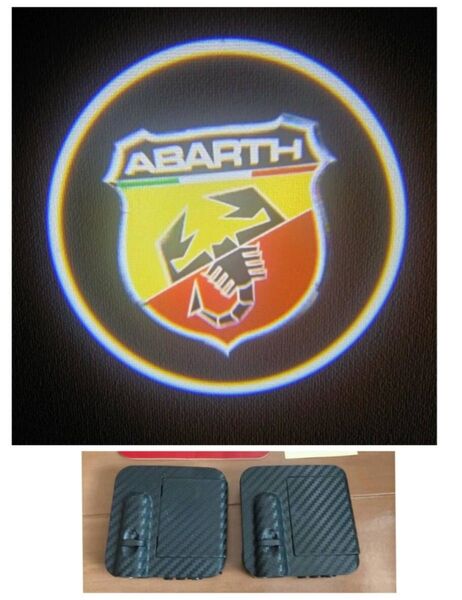 2個アバルト Abarth595 フィアット500 LEDカーテシライト カーテシランプ ドアランプ ウェルカムライト エンブレム