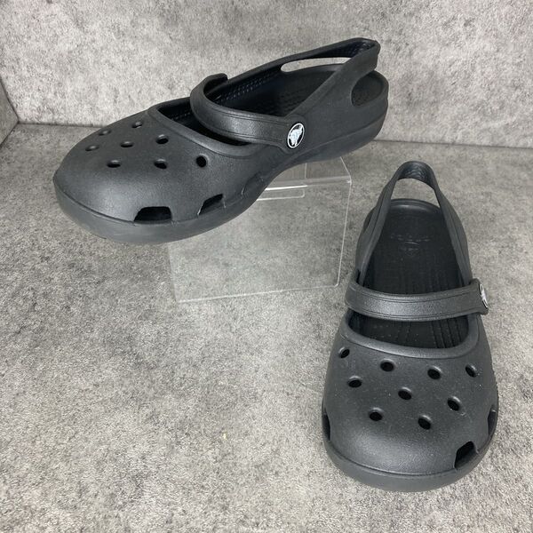 crocs クロックス シャイナ メリージェーン W6 サンダル 黒 22cm スリングバック