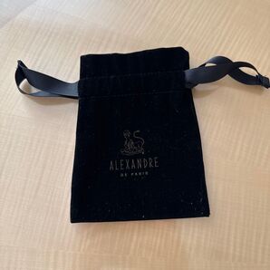 ALEXANDRE DE PARIS 保存袋 巾着 ベルベット 黒 ブラック系 12×16cm