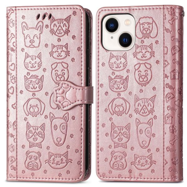 iPhone 14 Pro ケース 手帳型 全面保護 かわいい 猫 犬 肉球 上質 ストラップ付き カード収納 スタンド機能