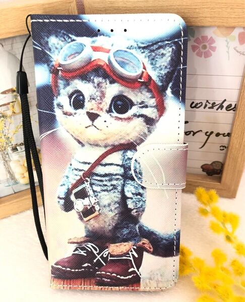 Xperia10 Ⅵ ケース SO-52E SOG14 手帳型 全面保護 かわいい 猫ちゃん ストラップ付き 収納 スタンド機能