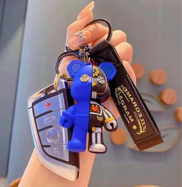 チャーム キーホルダー キーリング 人気 ロボット クマ 熊 青