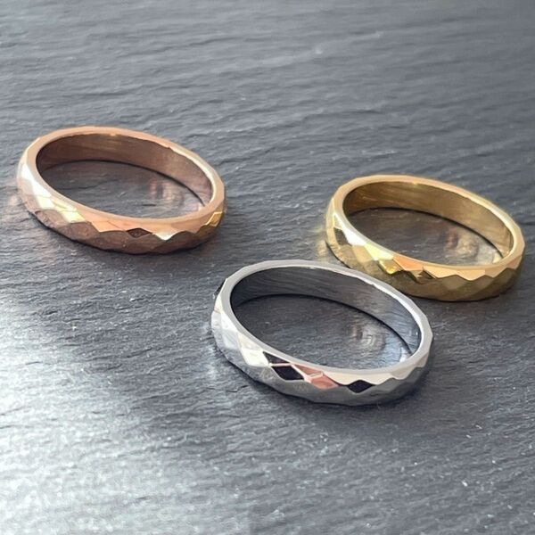 3mm ダイヤカットリング*ステンレス指輪*サージカルステンレス*インデックスリング*ミドルリング*アニバーサリーリング*男女兼用
