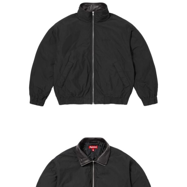 25ss SUPREME Leather Collar Utility Jacket 新品 Black Large 黒 Box