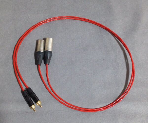 (中古) (変換ケーブル) XLR "NEUTRIK" 製3ピンオスプラグ-RCA ピンプラグ "BELDEN"製 ケーブル 2本