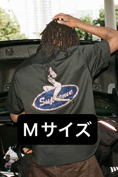 Supreme Rhinestone Pin Up S/S Work Shirt Black M