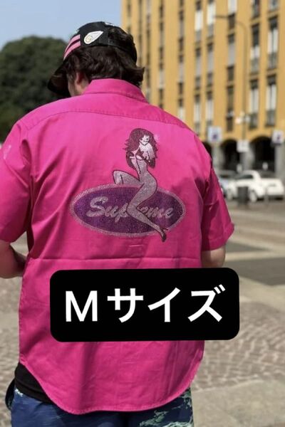 Supreme Rhinestone Pin Up S/S Work Shirt M