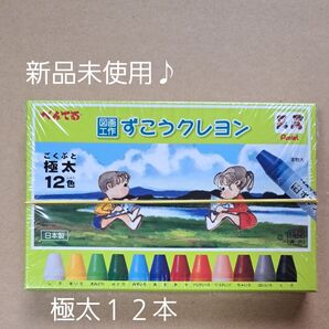 新品未使用♪ ぺんてる ずこうクレヨン 極太 12色