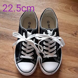 キャンバス スニーカー 黒 22.5cm