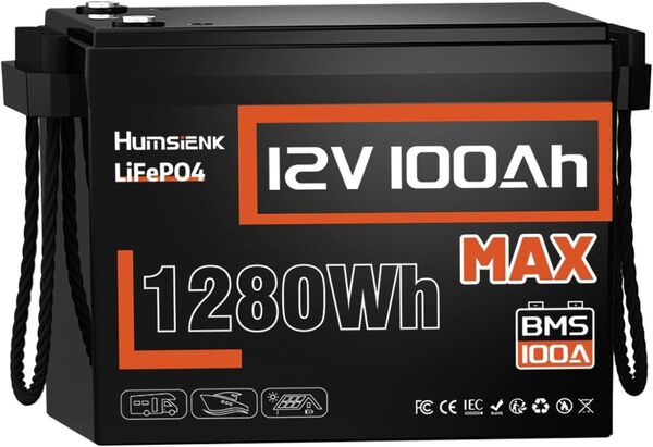 HUMSIENK LiFePO4リン酸鉄リチウムイオンバッテリー 12V 100Ah 1280Wh新品未開封