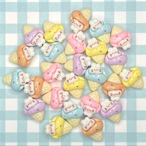 【5セットのみ】NO.146-A ミニサイズ デコパーツ うさぎのせアイス 5色×各5個→290円