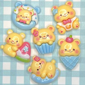 NO.262 デコパーツ 夏 クマ 6種×各1個セット110円 1個23円