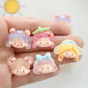 NO.276 デコパーツ クリア 女の子 メルヘン 1個25円 5種×各1個セット110円