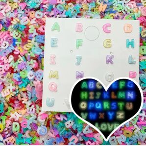 NO.260 ネイルサイズ ミニサイズ デコパーツ 蓄光 アルファベット A~Z各1個セット280円